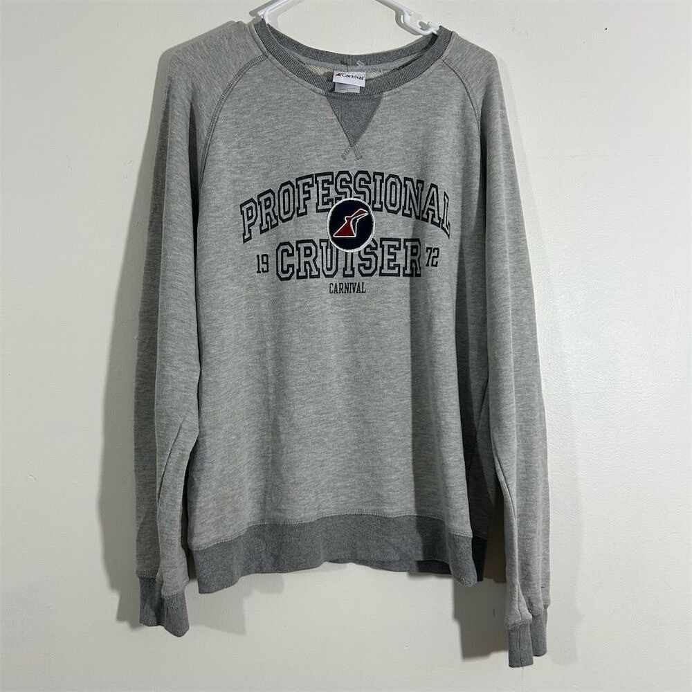 Carnival Men's Vintage Graphic Crew Neck Sweatshirt Gray Size L